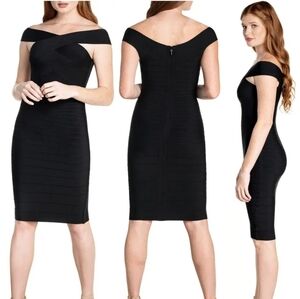 Dress The Population Maia Bateau Neck Body-Con Black Dress Size XS
